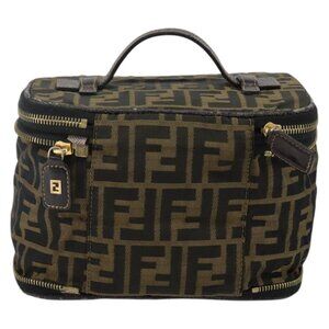 FENDI Vanity Pouch Black Brown Auth 141707